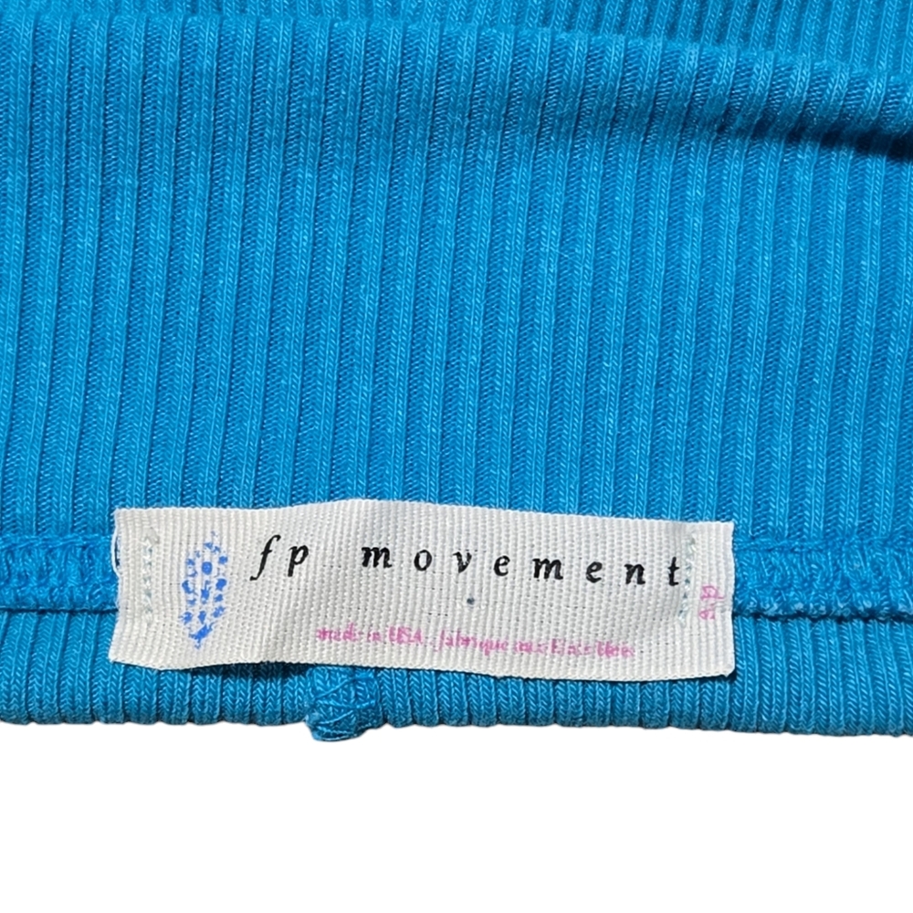 FP Movement By Free People Luxe Rib Short St Tropez Blue size Small NWOT - Picture 2 of 3